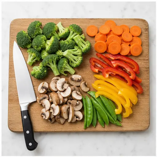 Step 1: Prepping the vegetables into uniform pieces