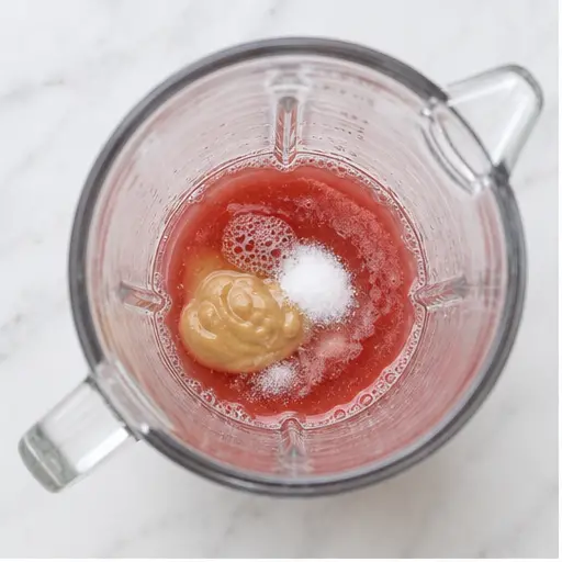 Step 1: Blending the base of vinegar, sugar, mustard, and salt