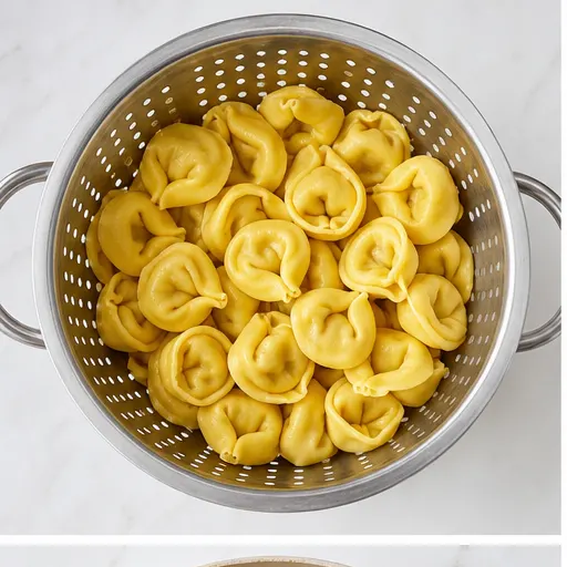 Step 1: Boiling and draining tortellini