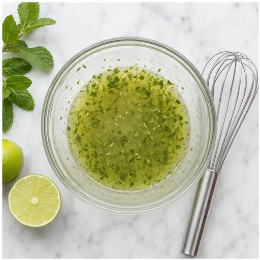 Step 1: Whisking lime mint dressing