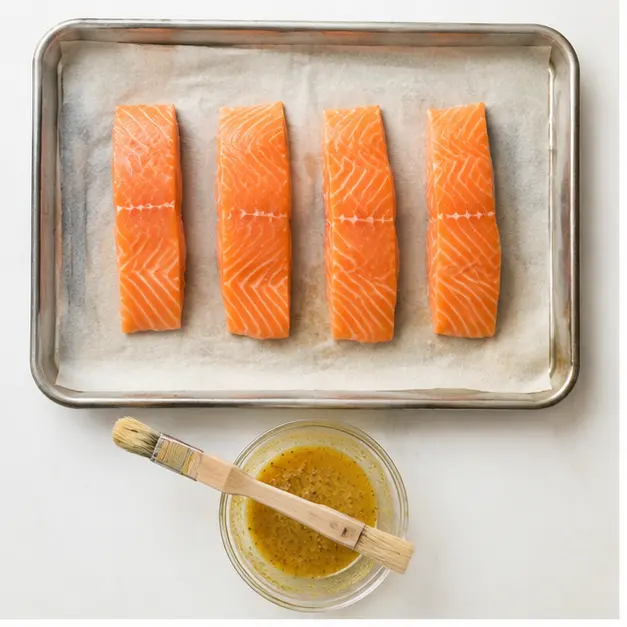 Step 1: Arrange salmon on baking sheet