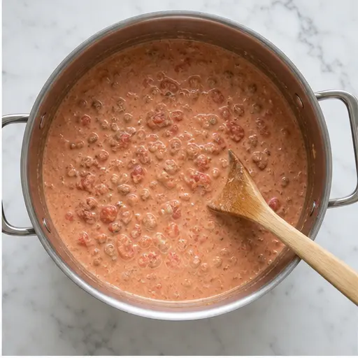 Step 2: Simmering the creamy tomato sauce