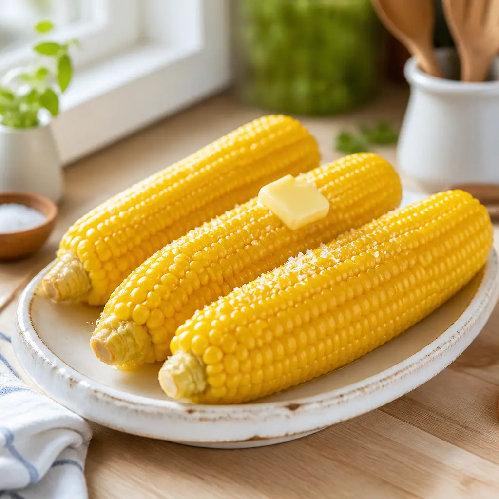 boiled corn on the cob - final presentation