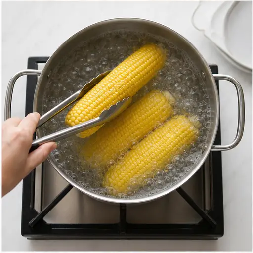 Step 3: Add corn to the boiling water
