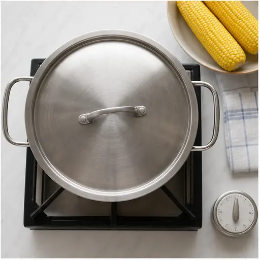 Step 4: Cover and let corn rest in hot water