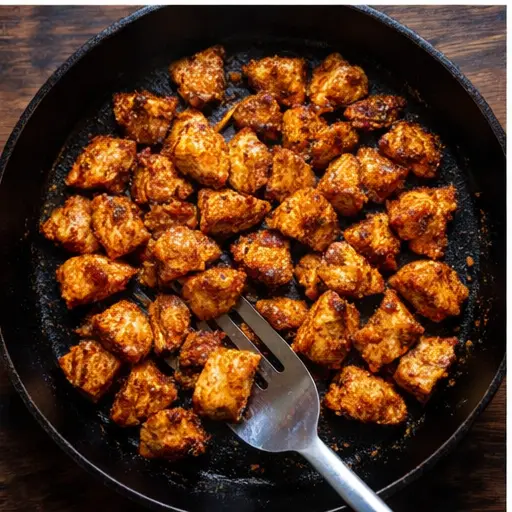 Step 3: Charring chicken in a hot cast iron skillet