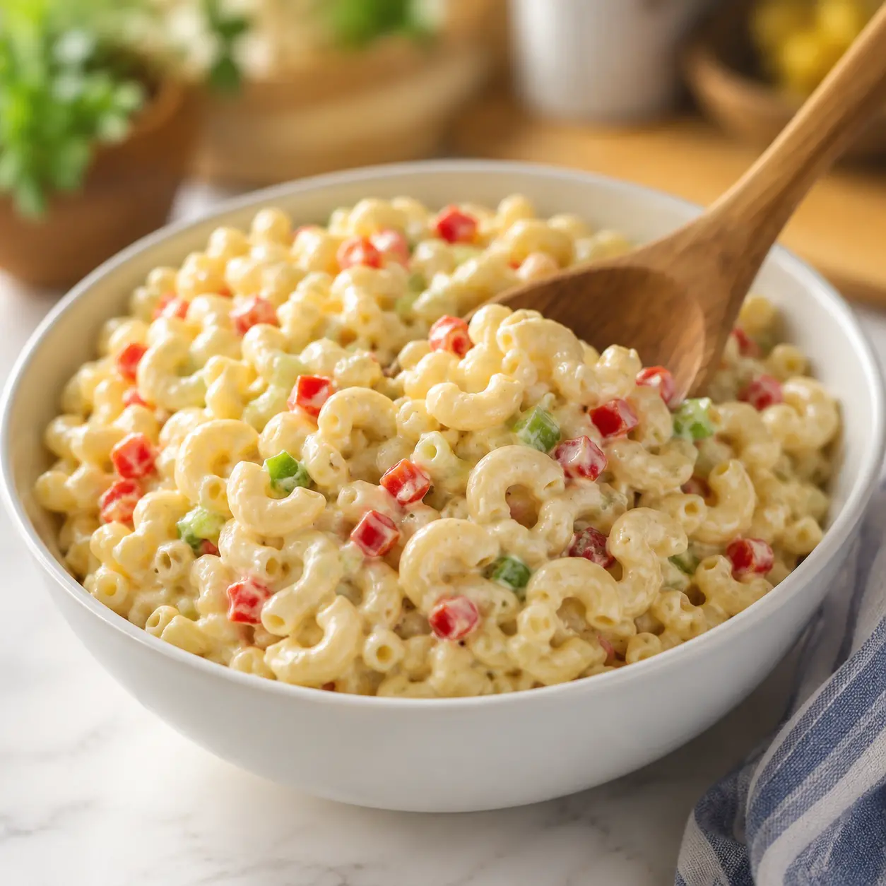 classic macaroni salad - final presentation