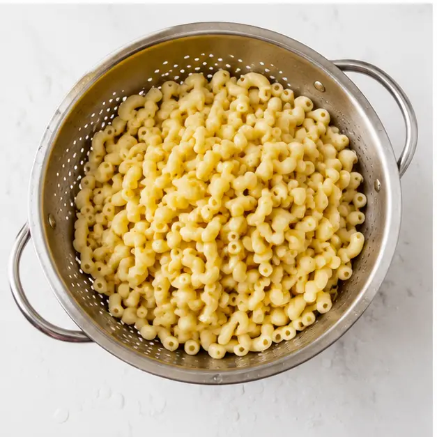 Step 3: Draining perfectly cooked al dente pasta