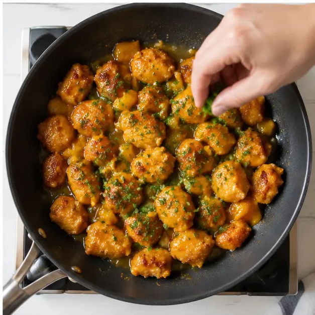 Step 4: Tossing chicken in the glaze