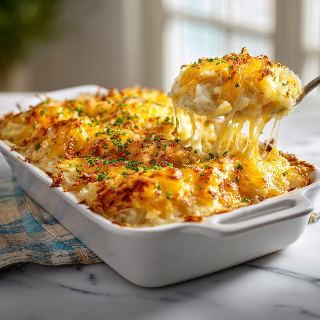 cracker barrel hashbrown casserole - final presentation