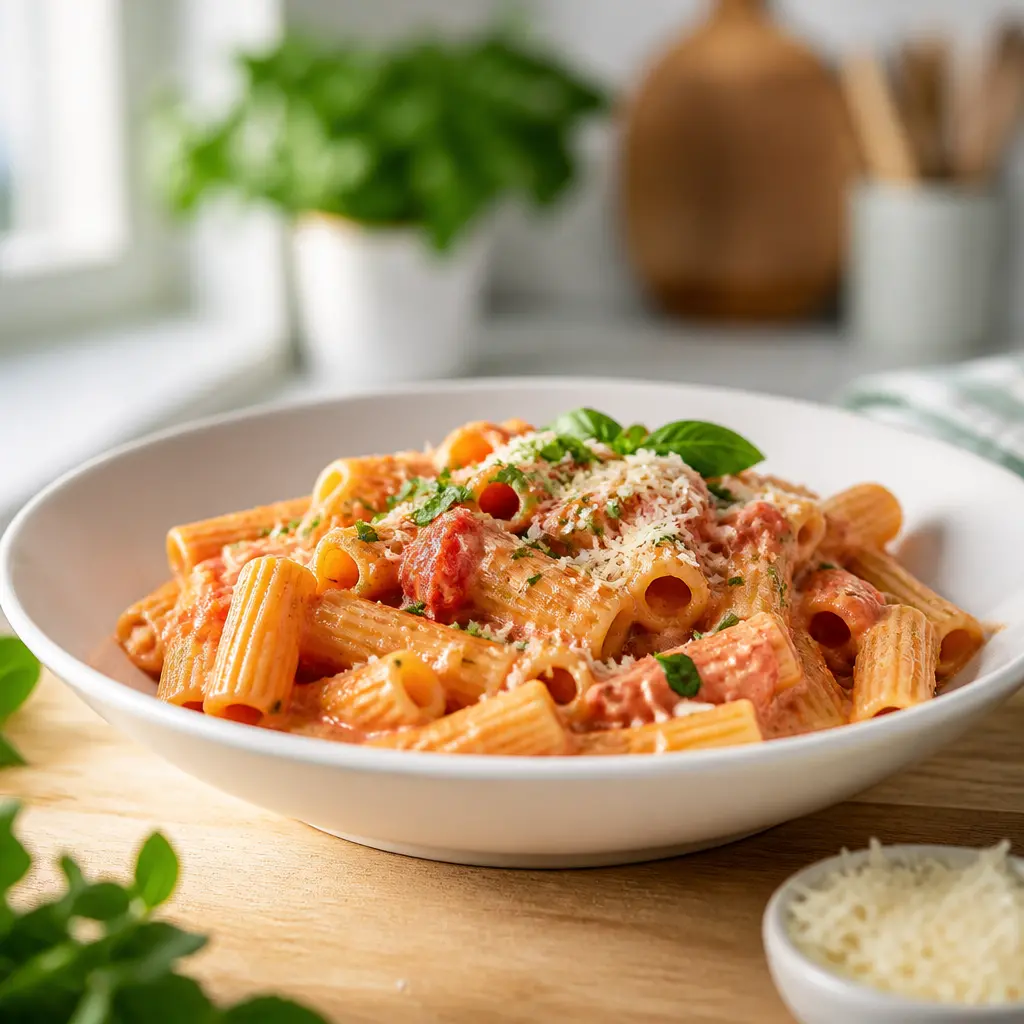 creamy tomato pasta - final presentation