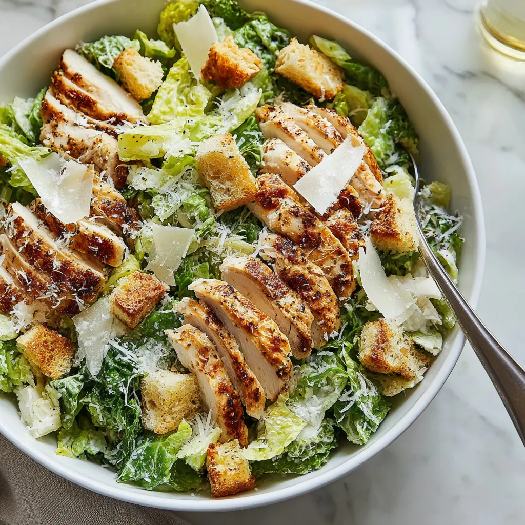 crispy chicken caesar salad - final presentation