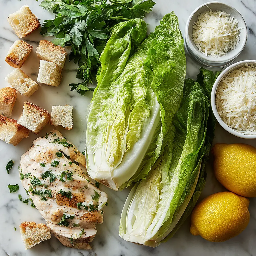 crispy chicken caesar salad - main ingredients
