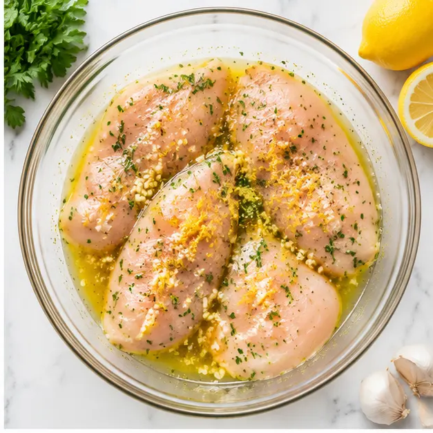 Step 2: Marinating chicken fillets in lemon and garlic