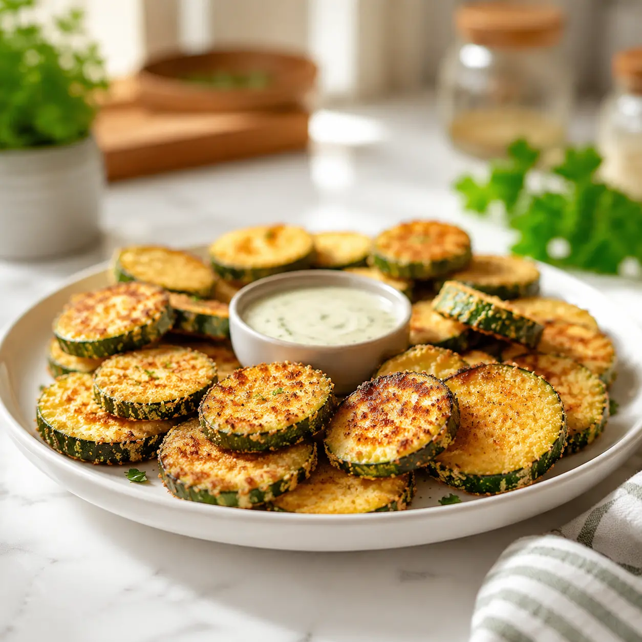 crispy fried zucchini - final presentation