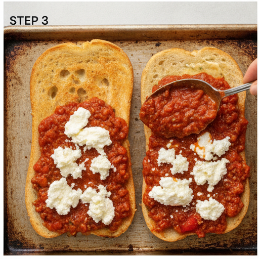 french bread lasagna boats - step 3
