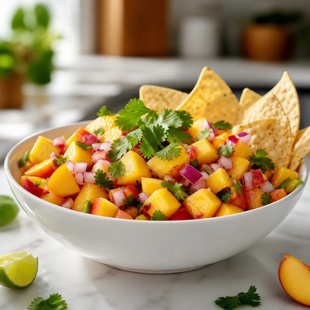 fresh peach salsa - final presentation