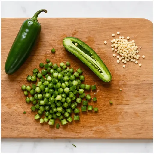 Step 2: Seeding and mincing jalapeño