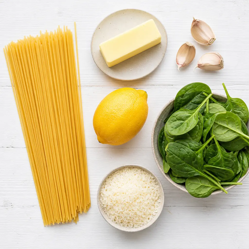 frozen lemon pasta recipe - main ingredients