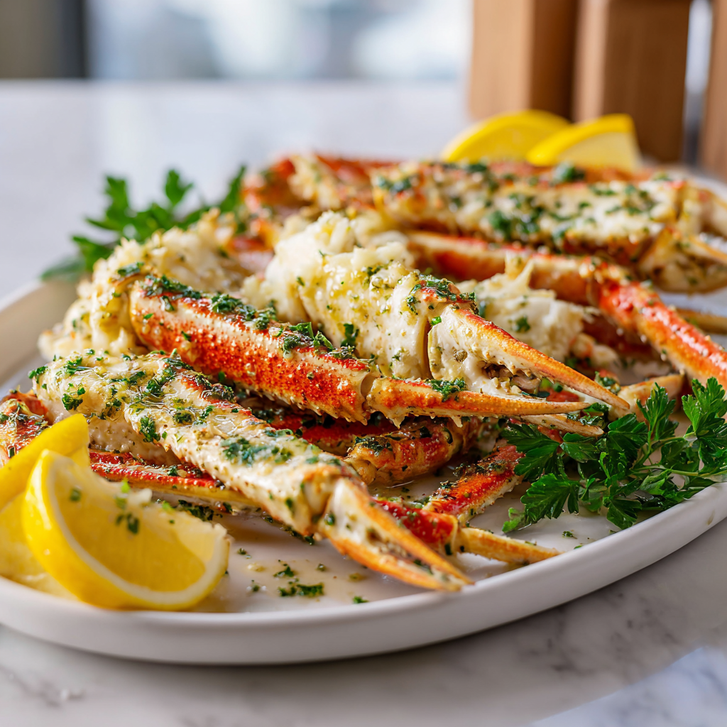 garlic butter crab meat - final presentation
