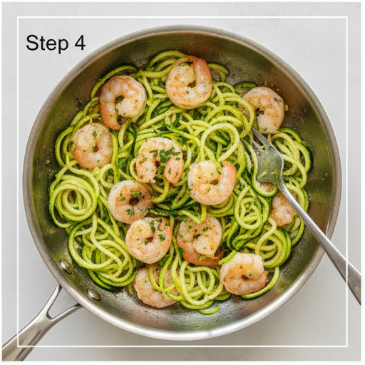 garlic butter shrimp zucchini noodles - step 4
