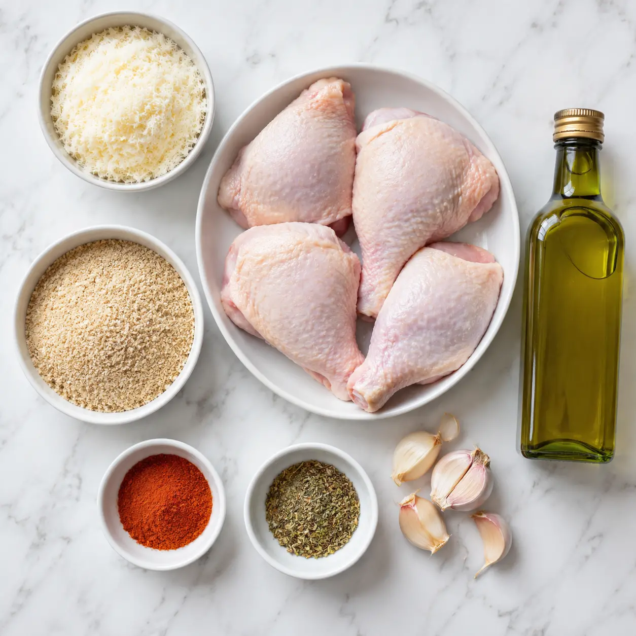 garlic parmesan chicken bake - main ingredients