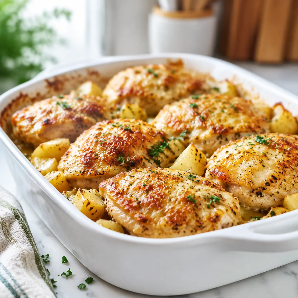 garlic parmesan chicken bake - final presentation