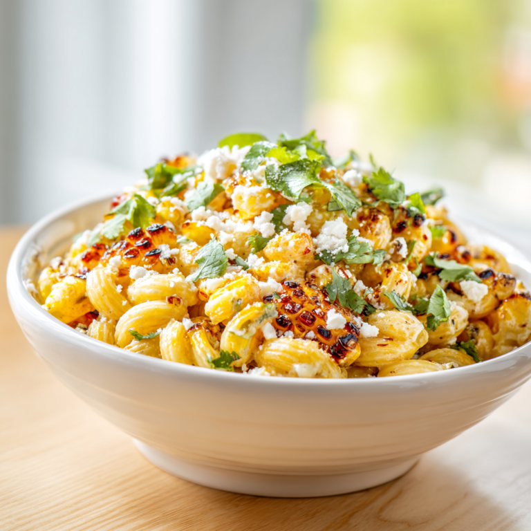 grilled corn elote pasta salad - final presentation
