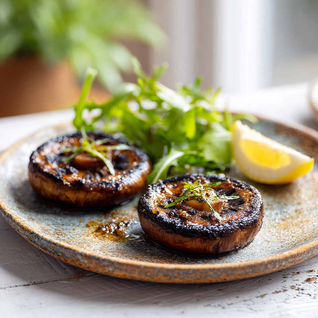 grilled portobello mushrooms - final presentation