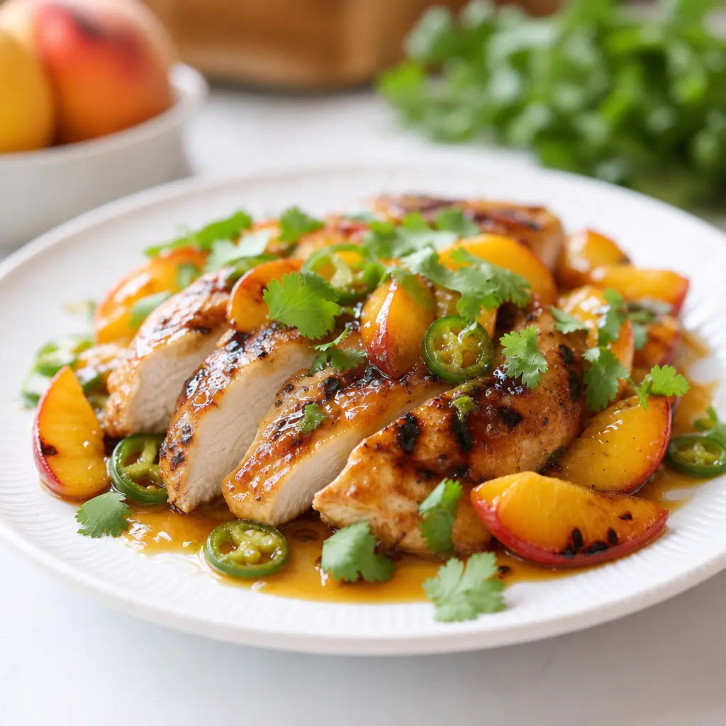 grilled jalapeno peach chicken - final presentation