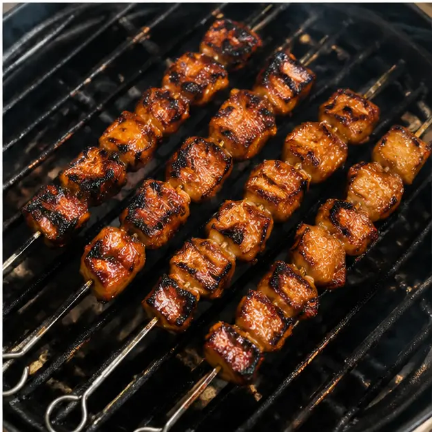 Step 4: Grilling the skewers with caramelized glaze