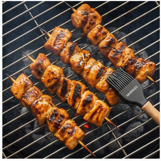 honey garlic asian chicken kabobs - step 3