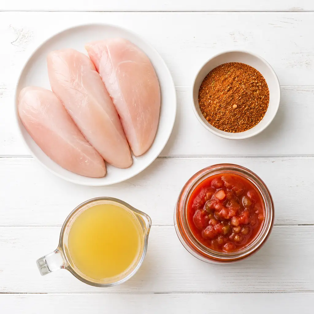 instant pot chicken tacos - main ingredients