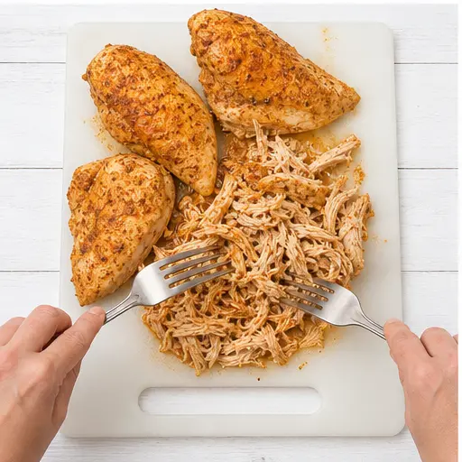 Step 3: Shred the cooked chicken with forks