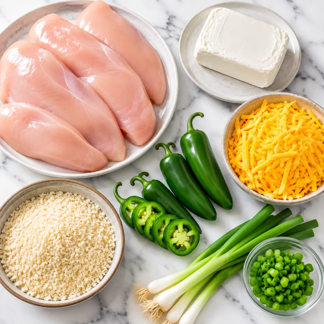 jalapeno popper smothered chicken - main ingredients