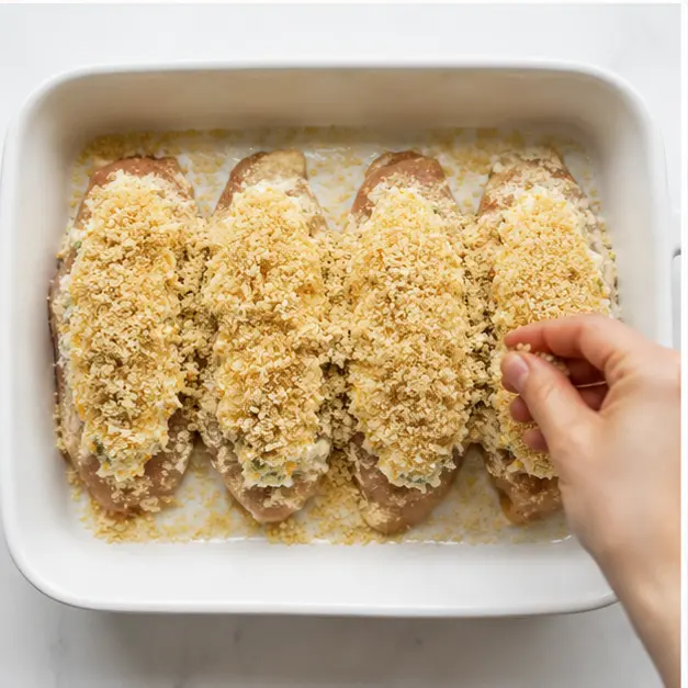Step 3: Adding panko breadcrumb topping