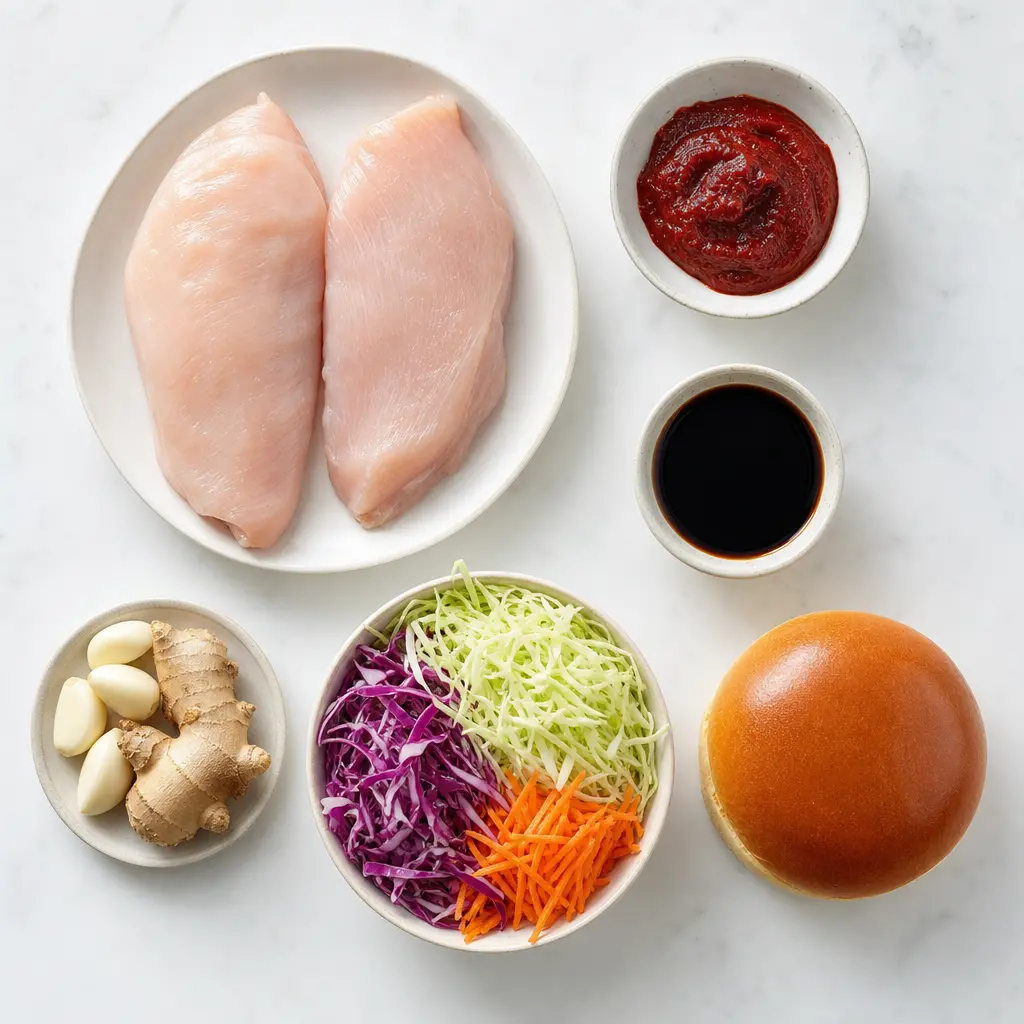 korean bbq chicken sandwich - main ingredients