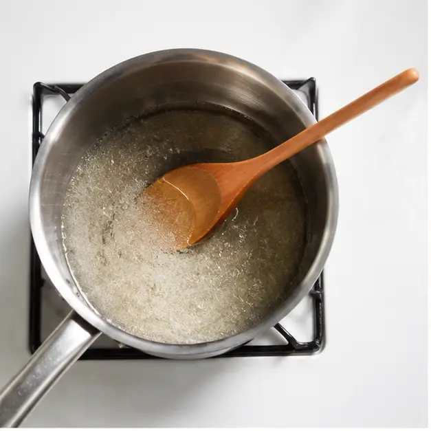 Step 1: Make simple syrup by heating sugar and water