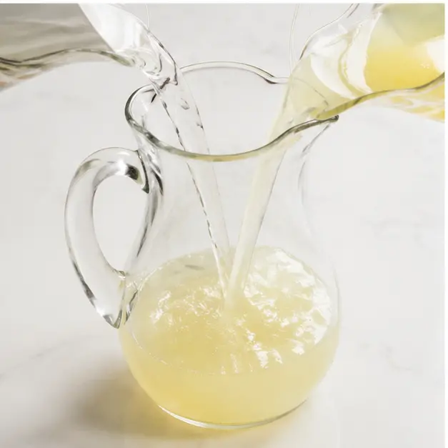 Step 3: Combine cooled syrup and lemon juice in a pitcher