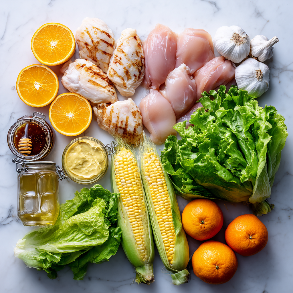 orange dijon grilled chicken - main ingredients
