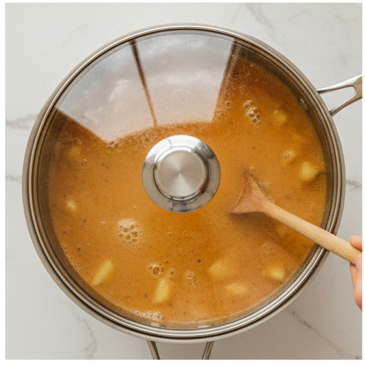 potato leek tomato soup - step 3: simmering the soup