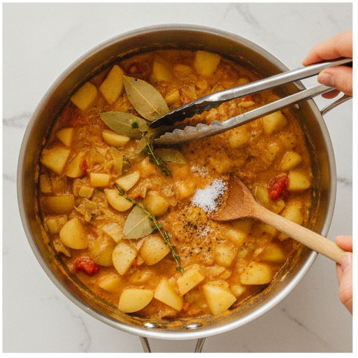potato leek tomato soup - step 4: seasoning and serving
