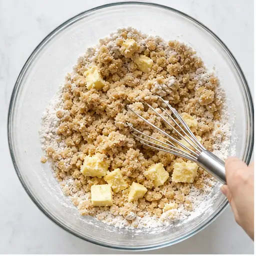 Step 1: Whisking dry ingredients for the crumb topping
