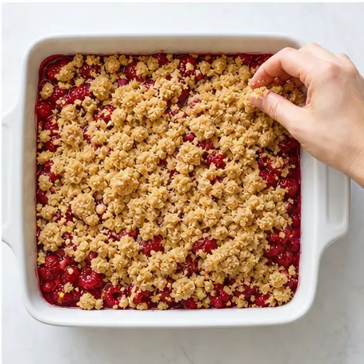 Step 4: Sprinkling crumb topping over the berries