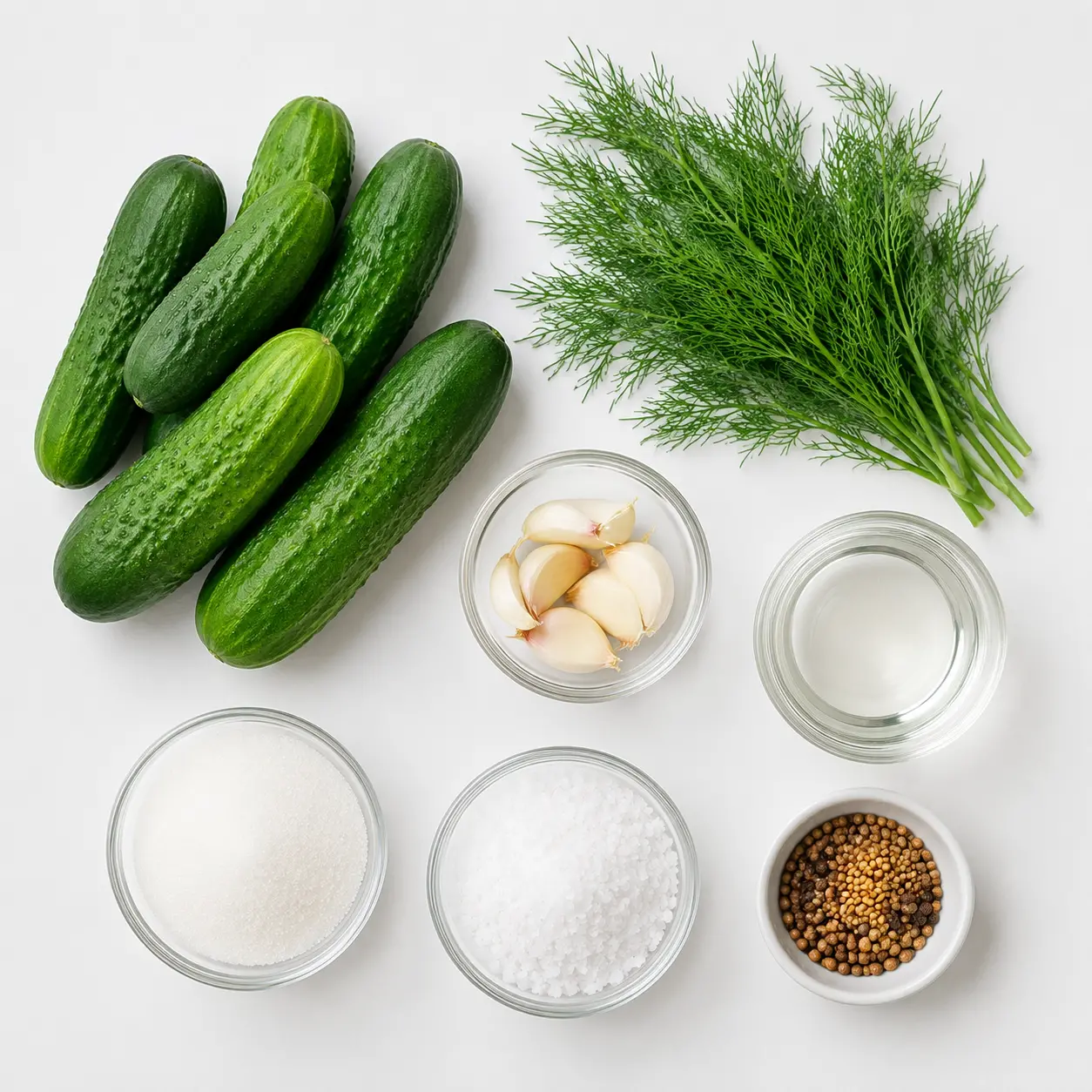 refrigerator dill pickles - main ingredients