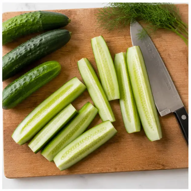 Step 2: Cutting cucumber spears