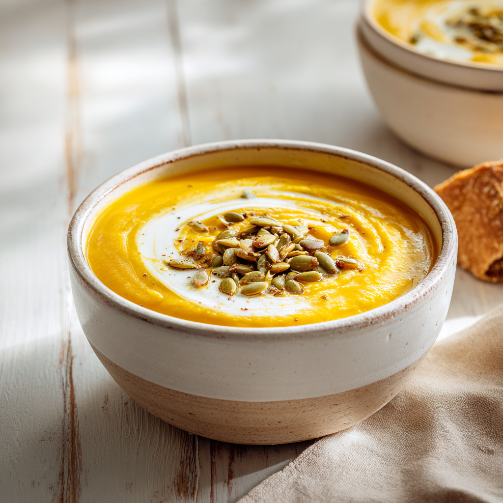 roasted butternut squash cauliflower soup - final presentation