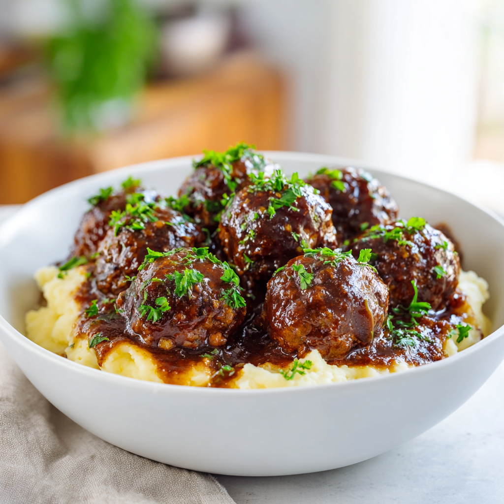 salisbury steak meatballs - final presentation