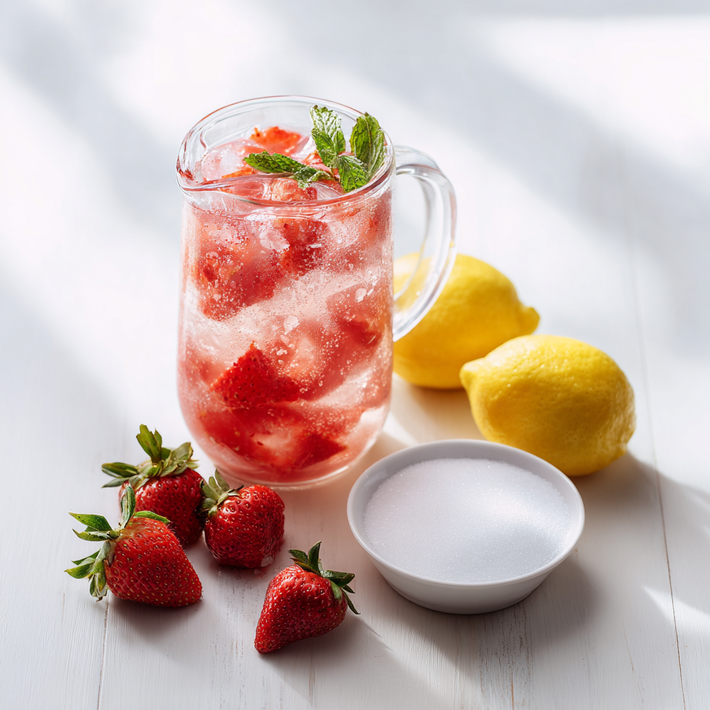strawberry coconut water lemonade - main ingredients