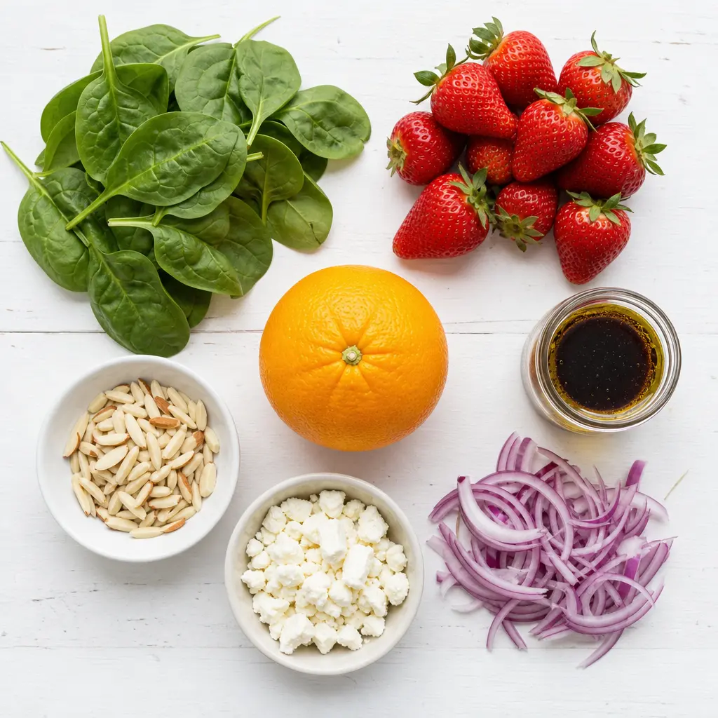 strawberry orange salad - main ingredients